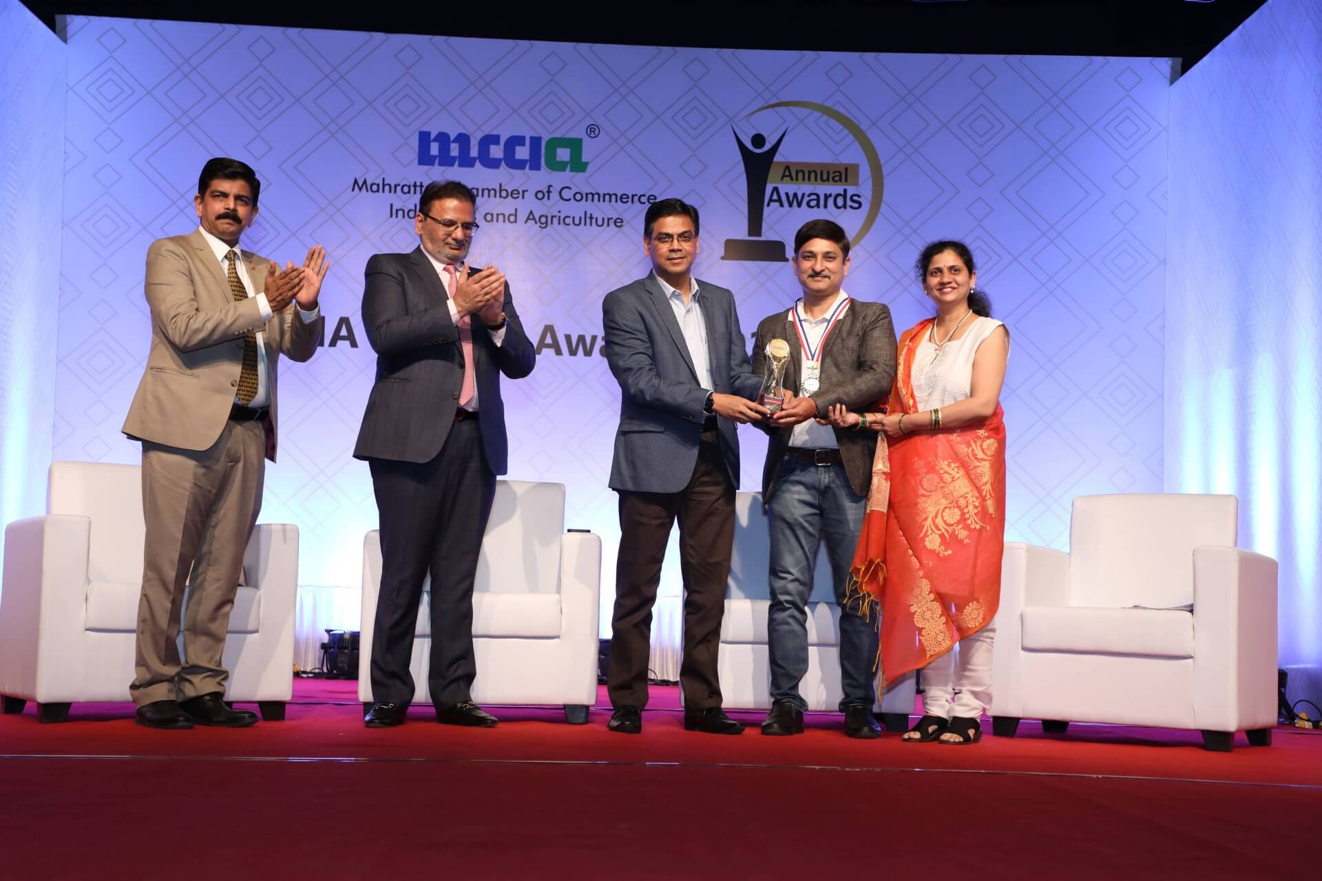 Trophy and certificate award by MCCIA, Pune